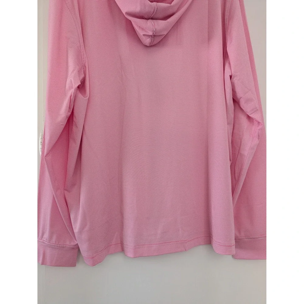 Johnnie-O Mens Performance Golf Hybrid Hoodie 1/4 Zip Pink Striped Cabo XL New